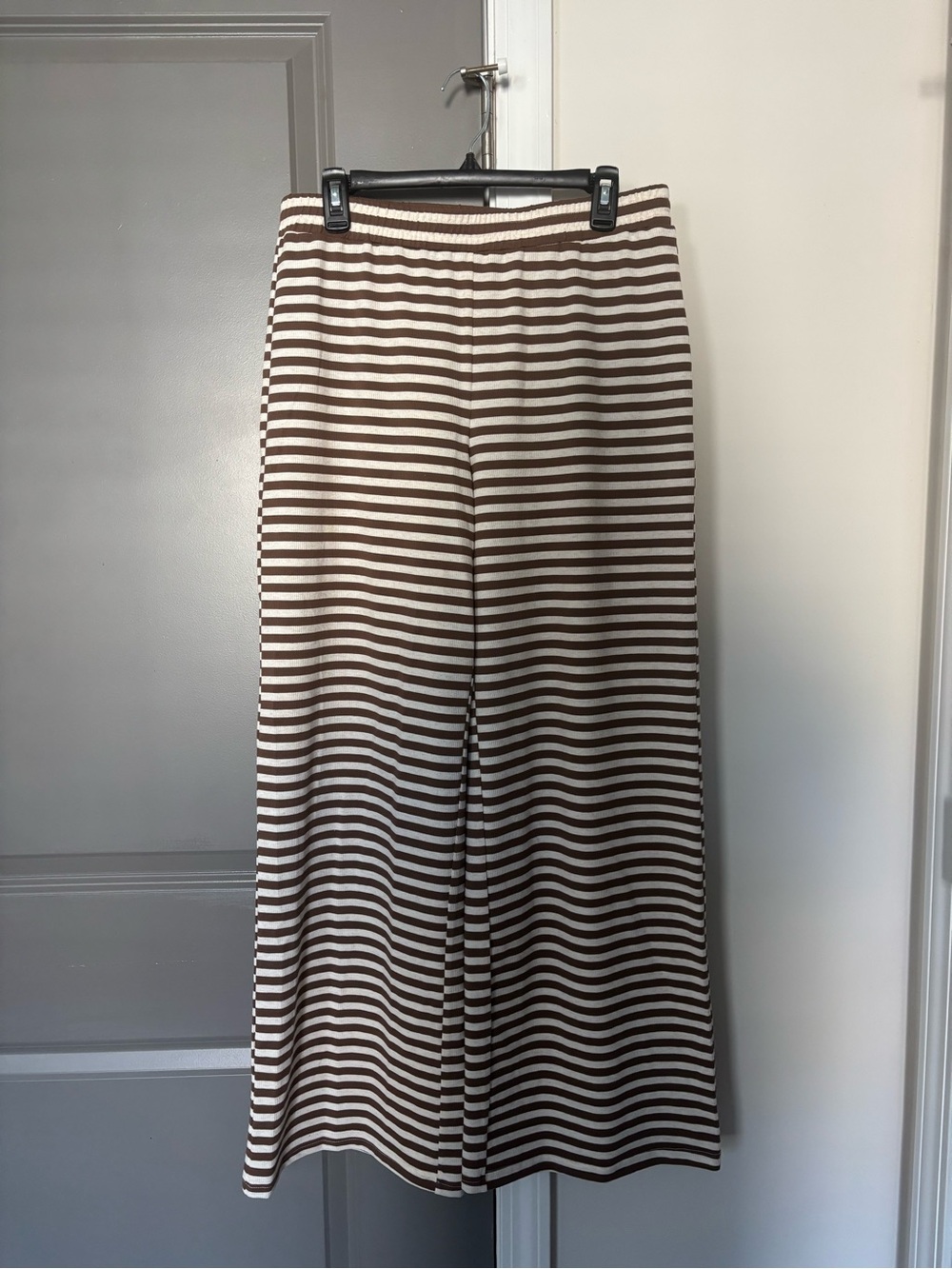 NWOT Things Between Brown and Cream Striped Lounge Pants